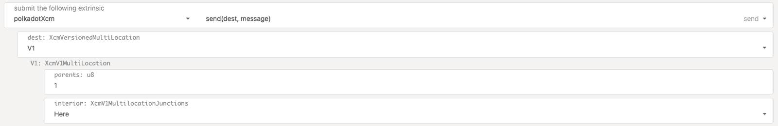 Destination parameters